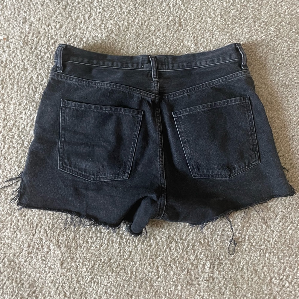 Agolde Parker High Waist Black Denim Cutoff Shorts - Picture 2 of 2
